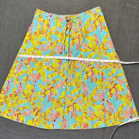 Key West Tropical Palm Print Skirt- Button Down Tie Through Waist - Picture 12 of 12
